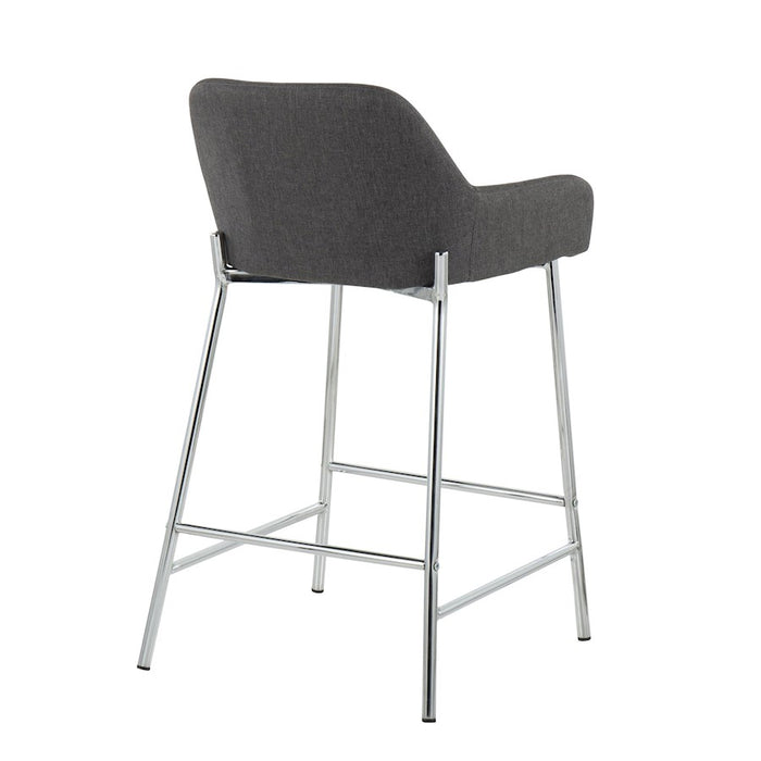 LumiSource Daniella Counter Stool, Set of 2, Chrome/Charcoal