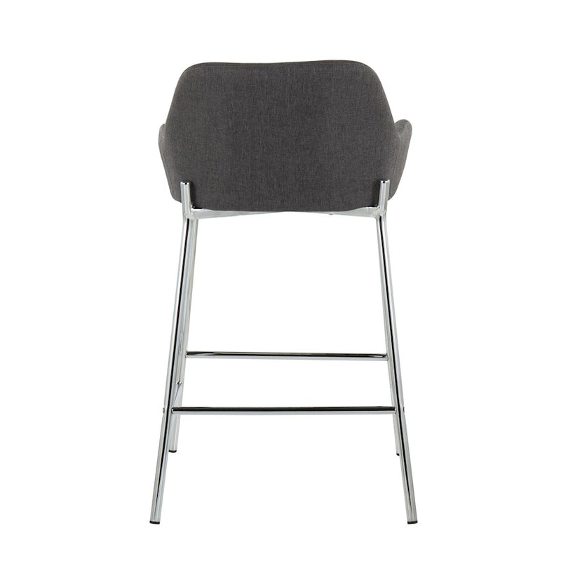 LumiSource Daniella Counter Stool, Set of 2, Chrome/Charcoal