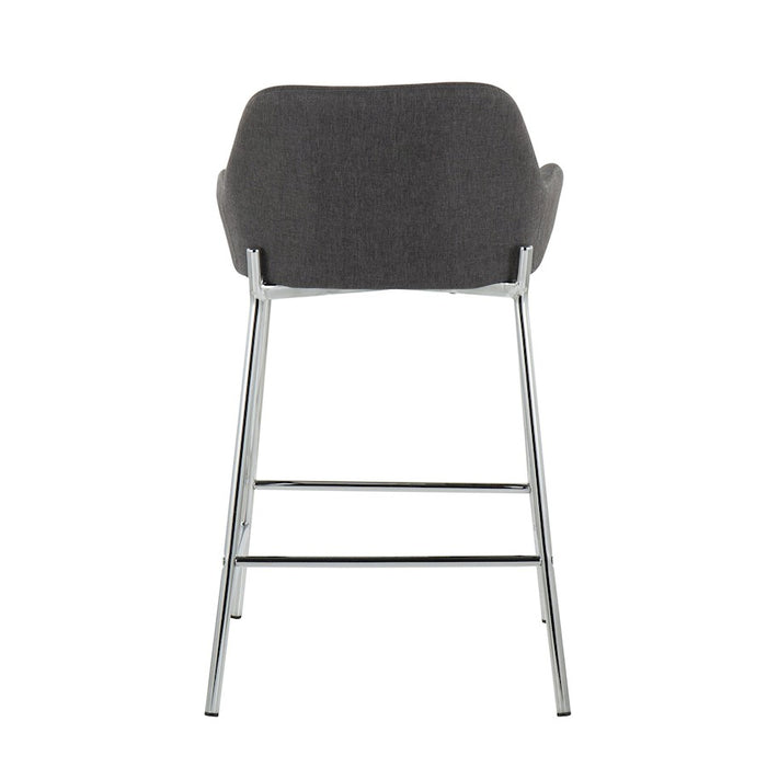 LumiSource Daniella Counter Stool, Set of 2, Chrome/Charcoal