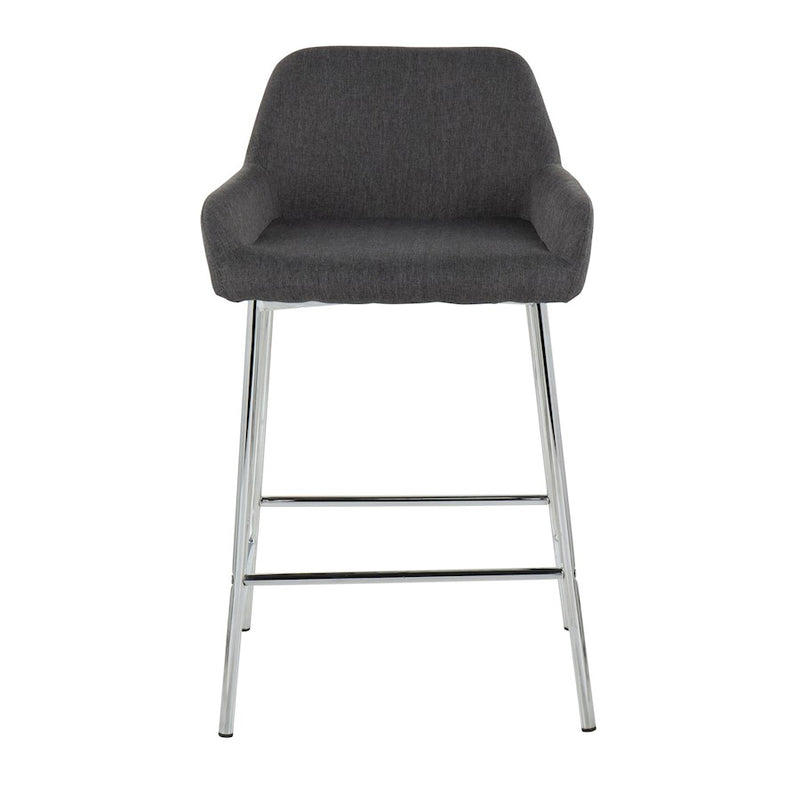 LumiSource Daniella Counter Stool, Set of 2, Chrome/Charcoal
