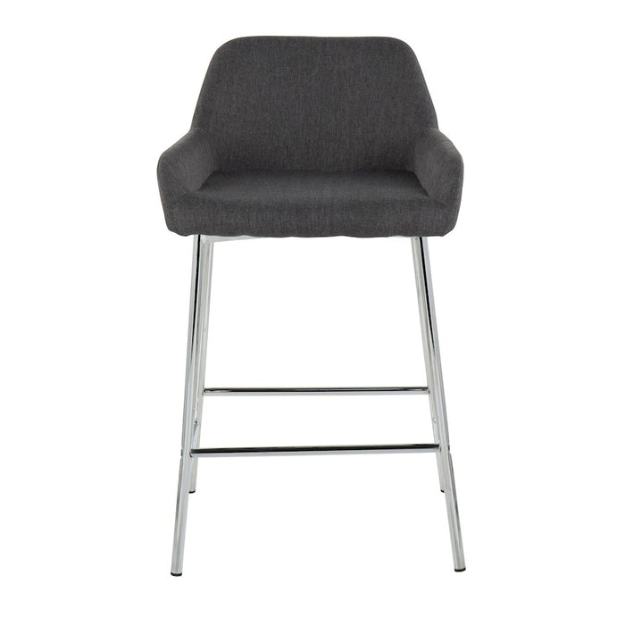 LumiSource Daniella Counter Stool, Set of 2, Chrome/Charcoal