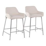 LumiSource Daniella Counter Stool, Set of 2, Chrome/Cream - B24-DNLA2CHRMCR2