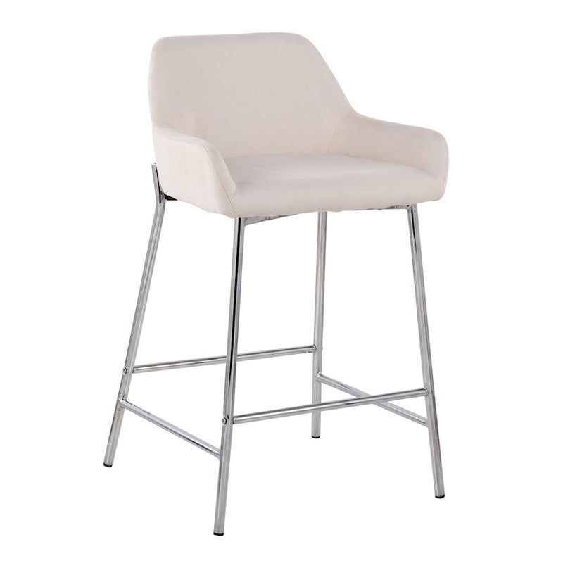 LumiSource Daniella Counter Stool, Set of 2, Chrome/Cream