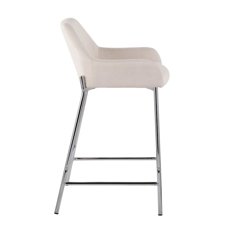 LumiSource Daniella Counter Stool, Set of 2, Chrome/Cream