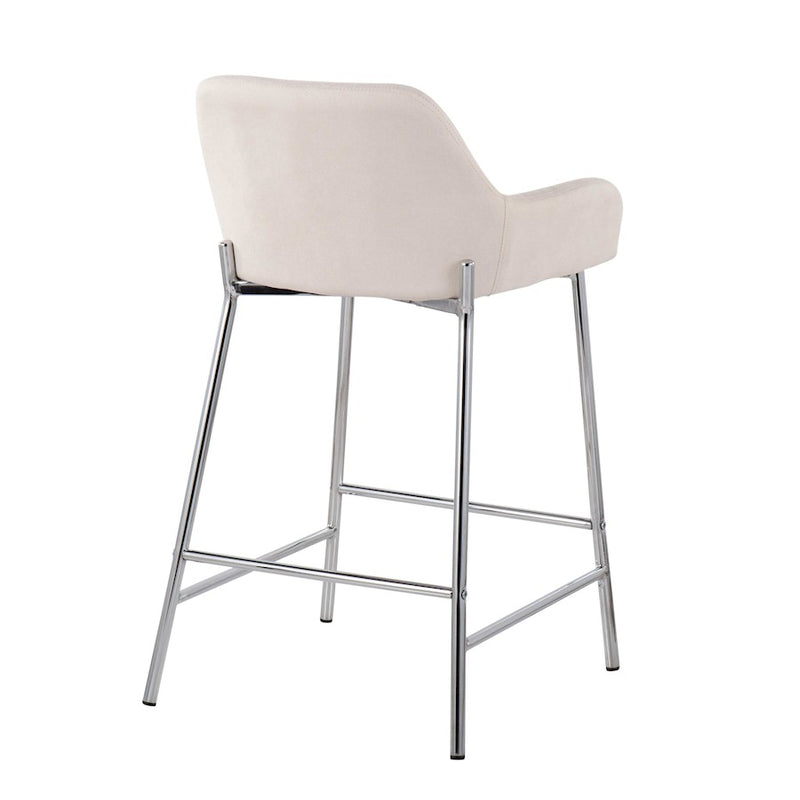 LumiSource Daniella Counter Stool, Set of 2, Chrome/Cream