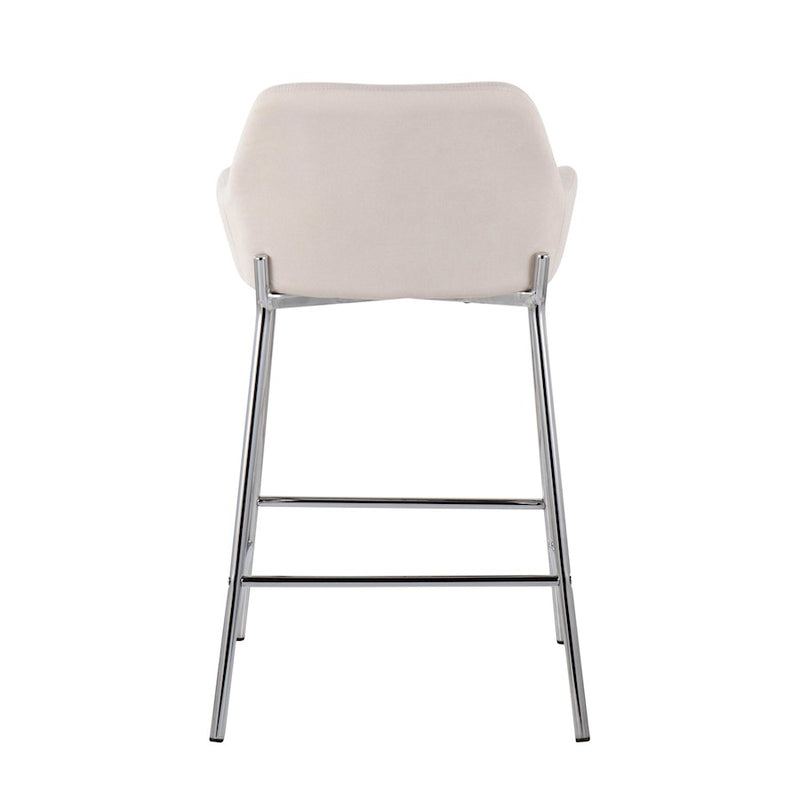 LumiSource Daniella Counter Stool, Set of 2, Chrome/Cream