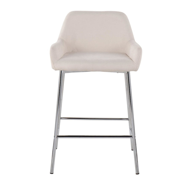 LumiSource Daniella Counter Stool, Set of 2, Chrome/Cream