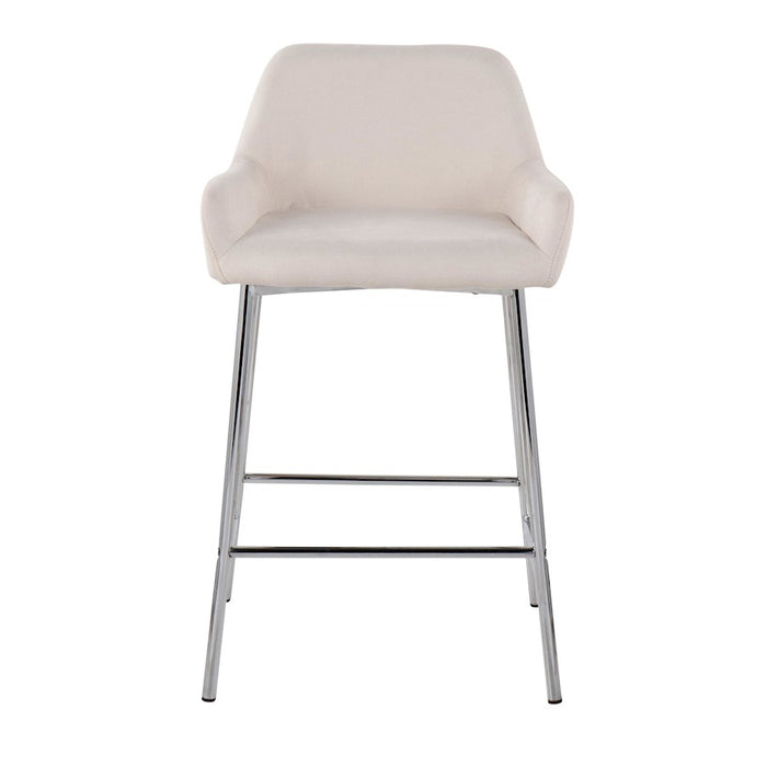 LumiSource Daniella Counter Stool, Set of 2, Chrome/Cream