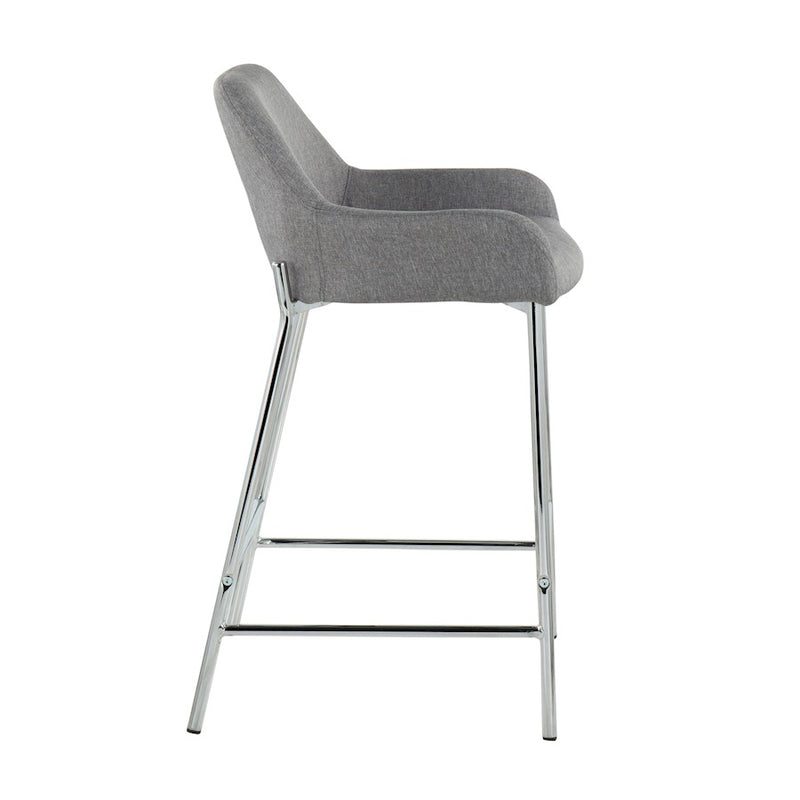 LumiSource Daniella Counter Stool, Set of 2, Chrome/Grey Fabric