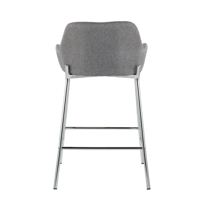 LumiSource Daniella Counter Stool, Set of 2, Chrome/Grey Fabric
