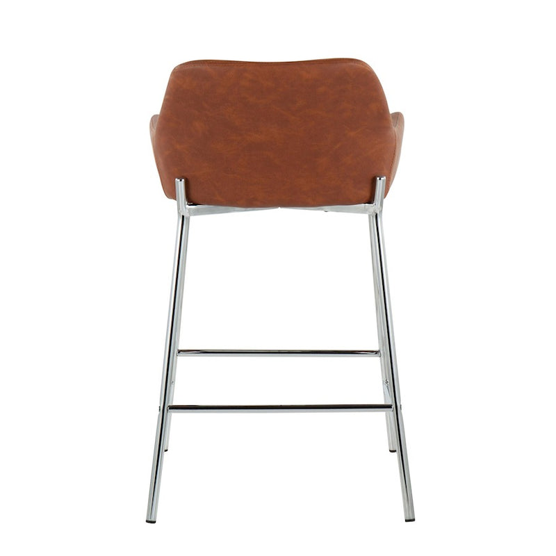 LumiSource Daniella Counter Stool, Set of 2, Chrome/Camel