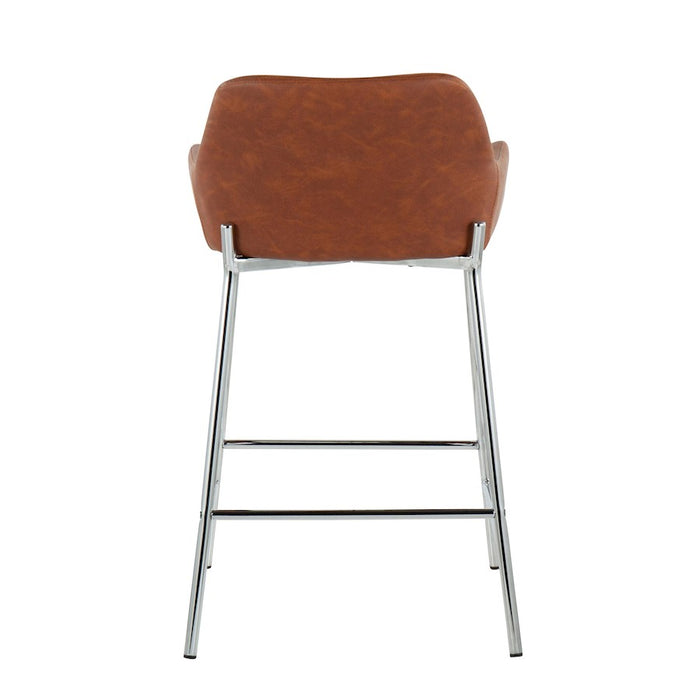 LumiSource Daniella Counter Stool, Set of 2, Chrome/Camel