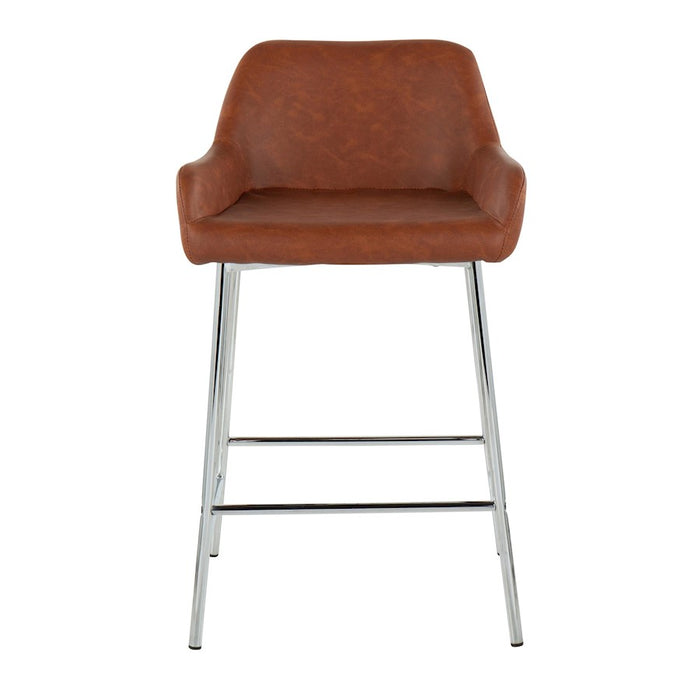 LumiSource Daniella Counter Stool, Set of 2, Chrome/Camel