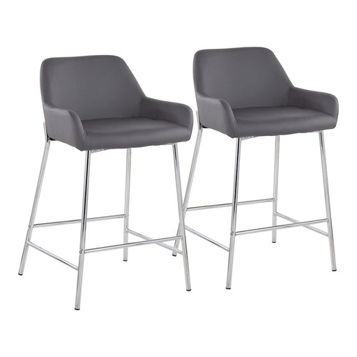 LumiSource Daniella Counter Stool, Set of 2, Chrome/Grey - B24-DNLA2CHRMPUGY2