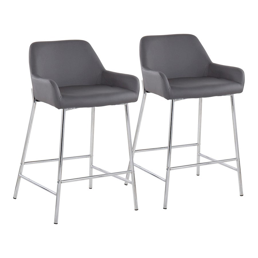 LumiSource Daniella Counter Stool, Set of 2, Chrome/Grey - B24-DNLA2CHRMPUGY2