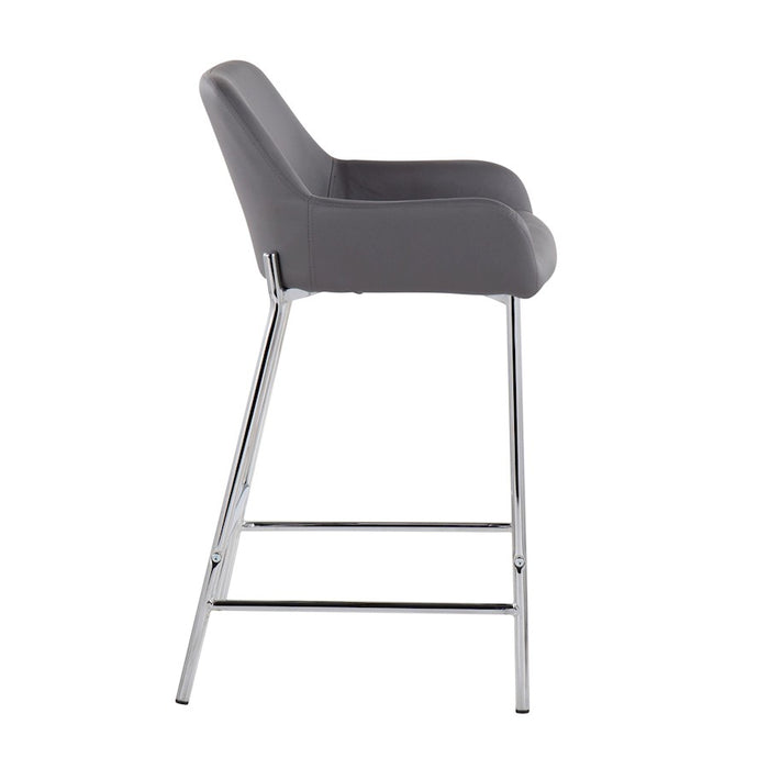 LumiSource Daniella Counter Stool, Set of 2, Chrome/Grey