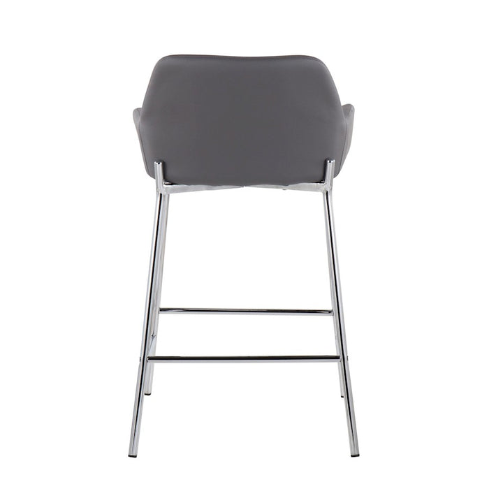 LumiSource Daniella Counter Stool, Set of 2, Chrome/Grey
