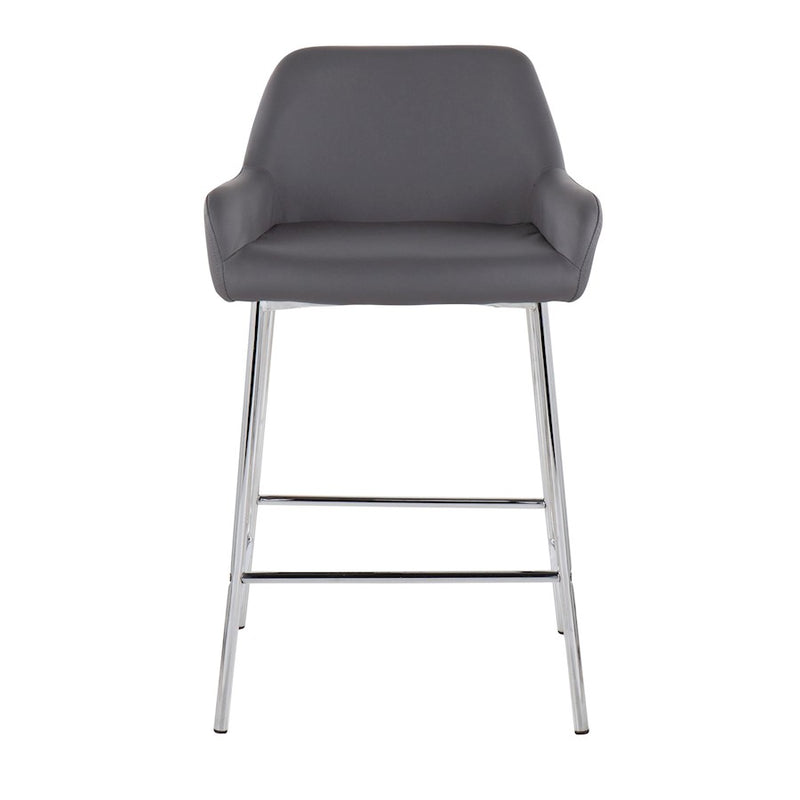 LumiSource Daniella Counter Stool, Set of 2, Chrome/Grey