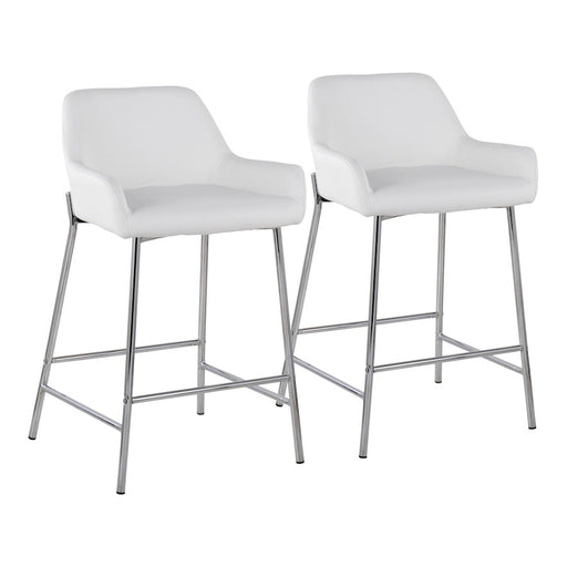 LumiSource Daniella Counter Stool, Set of 2, Chrome/White - B24-DNLA2CHRMPUW2