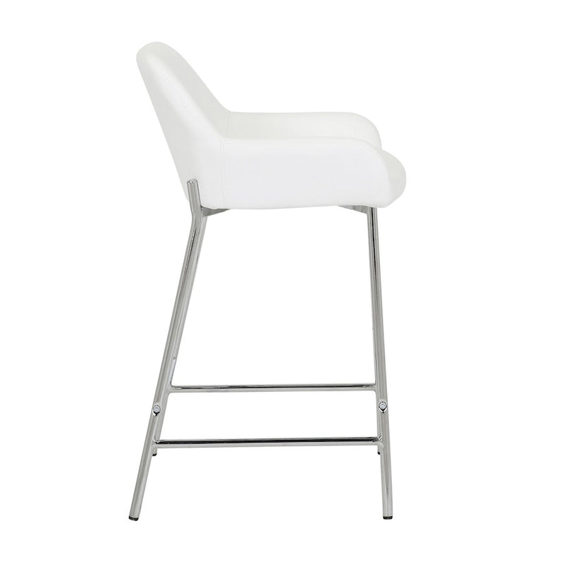 LumiSource Daniella Counter Stool, Set of 2, Chrome/White