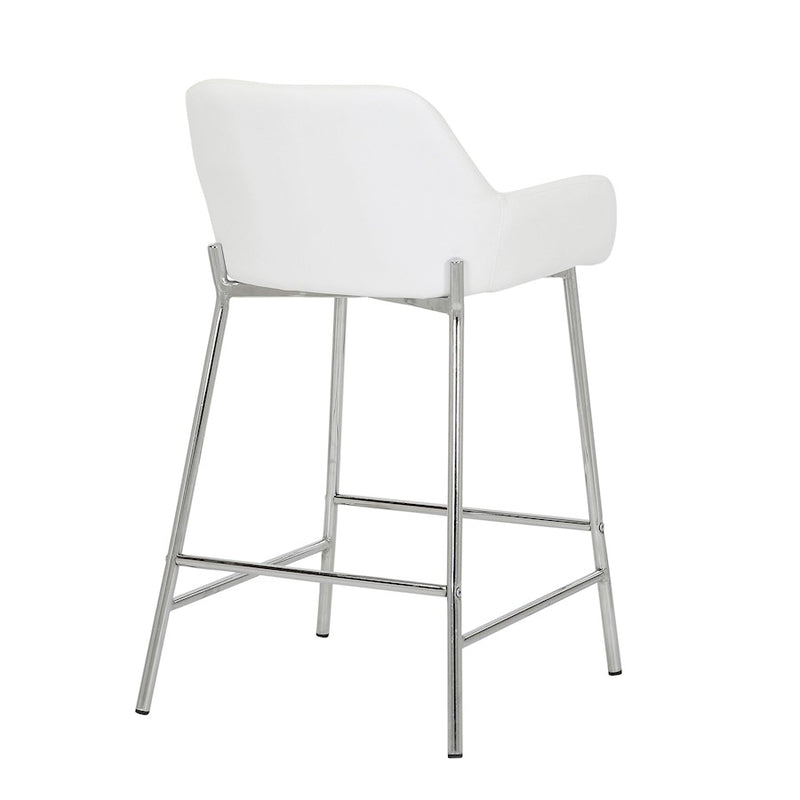 LumiSource Daniella Counter Stool, Set of 2, Chrome/White