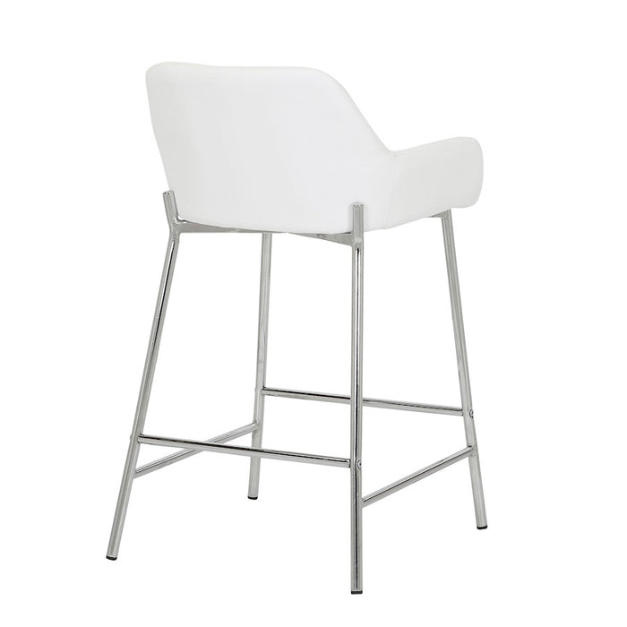 LumiSource Daniella Counter Stool, Set of 2, Chrome/White