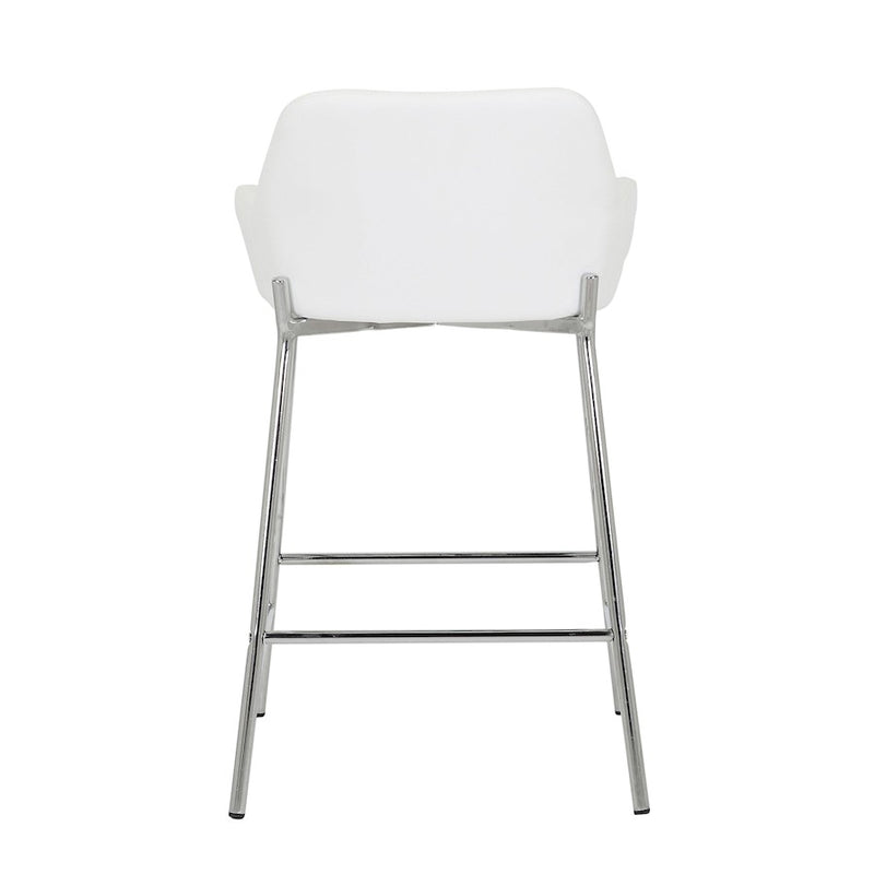 LumiSource Daniella Counter Stool, Set of 2, Chrome/White