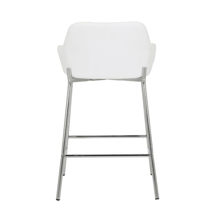 LumiSource Daniella Counter Stool, Set of 2, Chrome/White