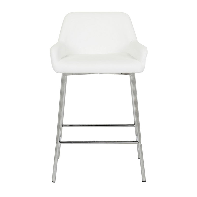 LumiSource Daniella Counter Stool, Set of 2, Chrome/White