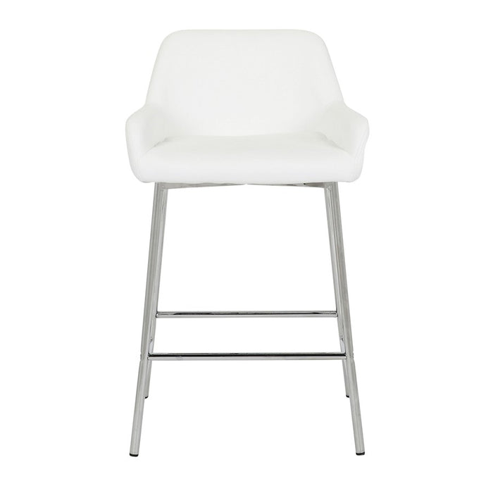 LumiSource Daniella Counter Stool, Set of 2, Chrome/White