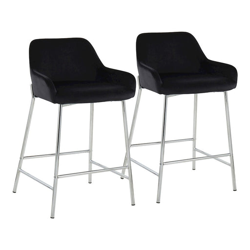 LumiSource Daniella Counter Stool, Set of 2, Chrome/Black - B24-DNLA2CHRMVBK2