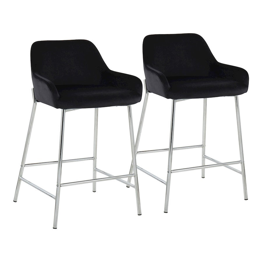 LumiSource Daniella Counter Stool, Set of 2, Chrome/Black - B24-DNLA2CHRMVBK2
