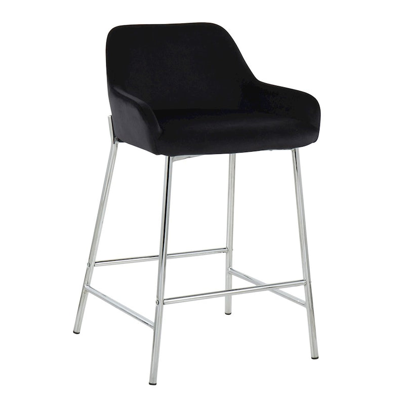 LumiSource Daniella Counter Stool, Set of 2, Chrome/Black