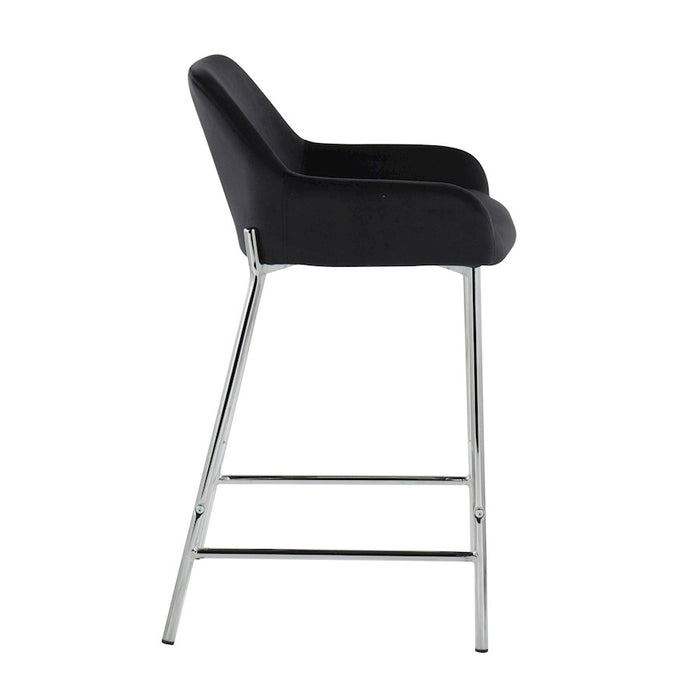 LumiSource Daniella Counter Stool, Set of 2, Chrome/Black