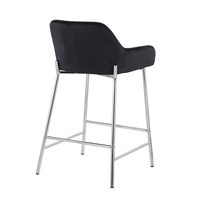 LumiSource Daniella Counter Stool, Set of 2, Chrome/Black
