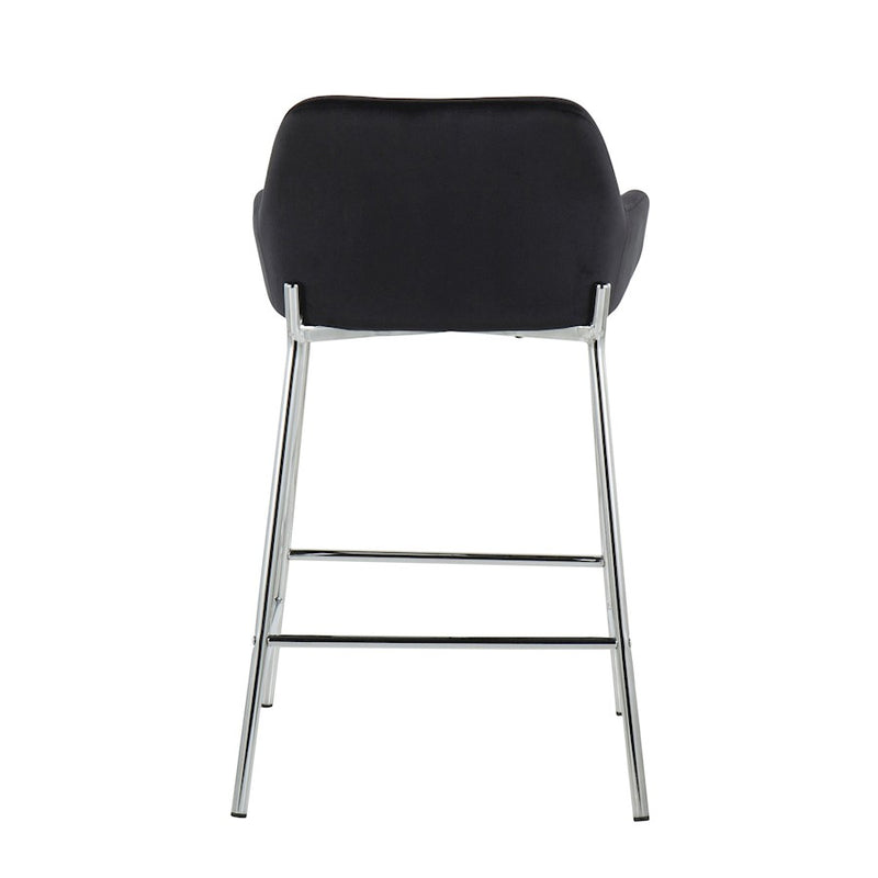 LumiSource Daniella Counter Stool, Set of 2, Chrome/Black