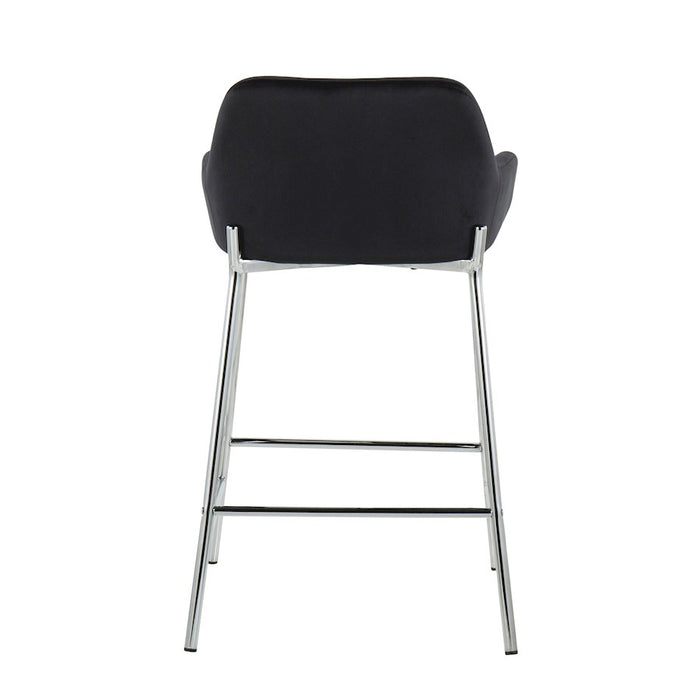 LumiSource Daniella Counter Stool, Set of 2, Chrome/Black