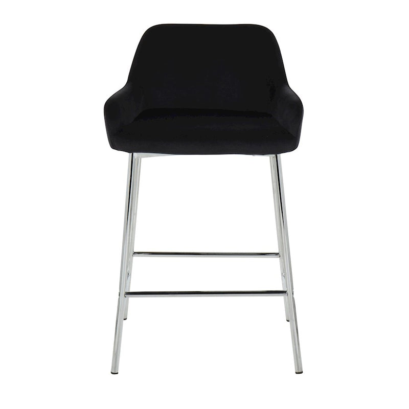 LumiSource Daniella Counter Stool, Set of 2, Chrome/Black