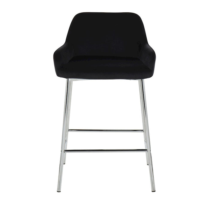 LumiSource Daniella Counter Stool, Set of 2, Chrome/Black