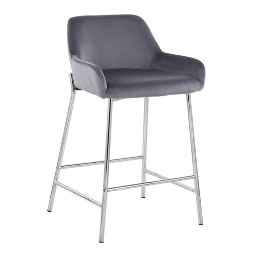 LumiSource Daniella Counter Stool, Set of 2, Chrome/Silver