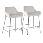 LumiSource Daniella Counter Stool, Set/2, Chrome/White Velvet - B24-DNLA2CHRMVW2