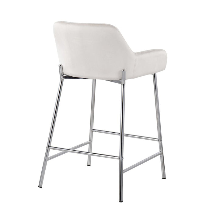 LumiSource Daniella Counter Stool, Set of 2, Chrome/White Velvet