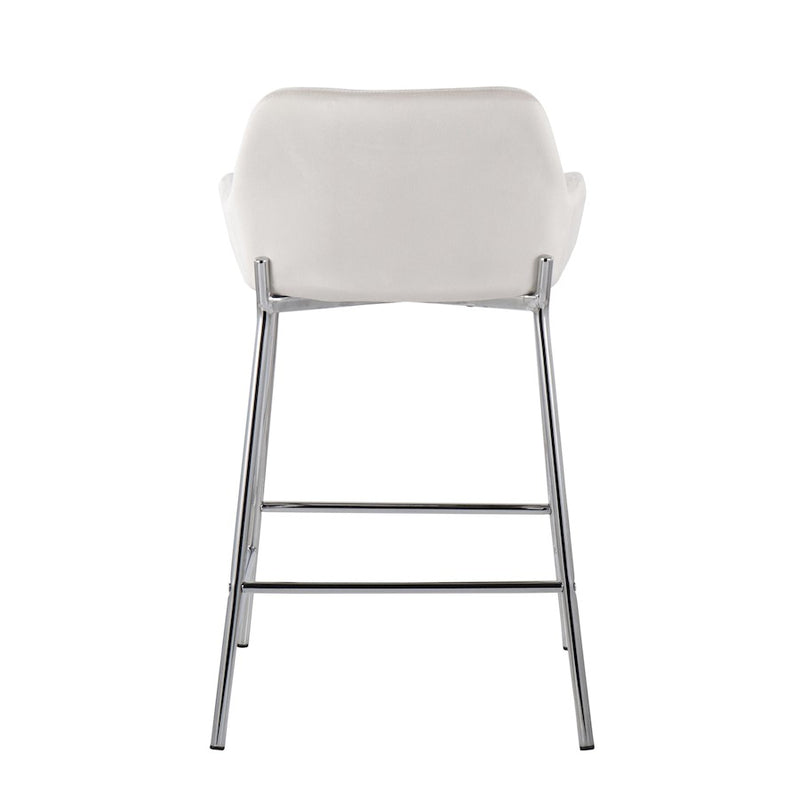 LumiSource Daniella Counter Stool, Set of 2, Chrome/White Velvet