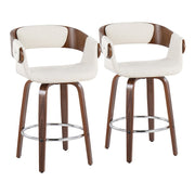 LumiSource Elisa Counter Stool, Set/2, Walnut/Cream/CH - B24-ELISA2-SWVRWLCR2