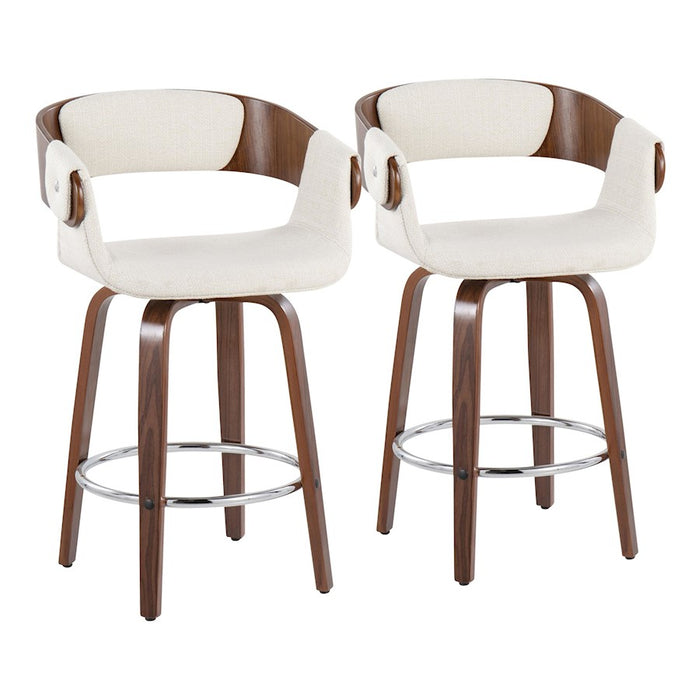 LumiSource Elisa Counter Stool, Set/2, Walnut/Cream/CH - B24-ELISA2-SWVRWLCR2