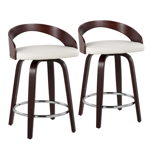 LumiSource Grotto 25" Counter Stool, Set/2, Cherry/WH/CH - B24-GROTTO2-SWVRCHW2