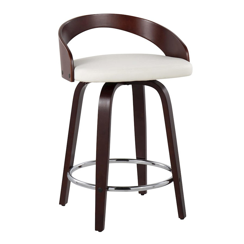 LumiSource Grotto 25" Counter Stool, Set of 2, Cherry/WH/Chrome