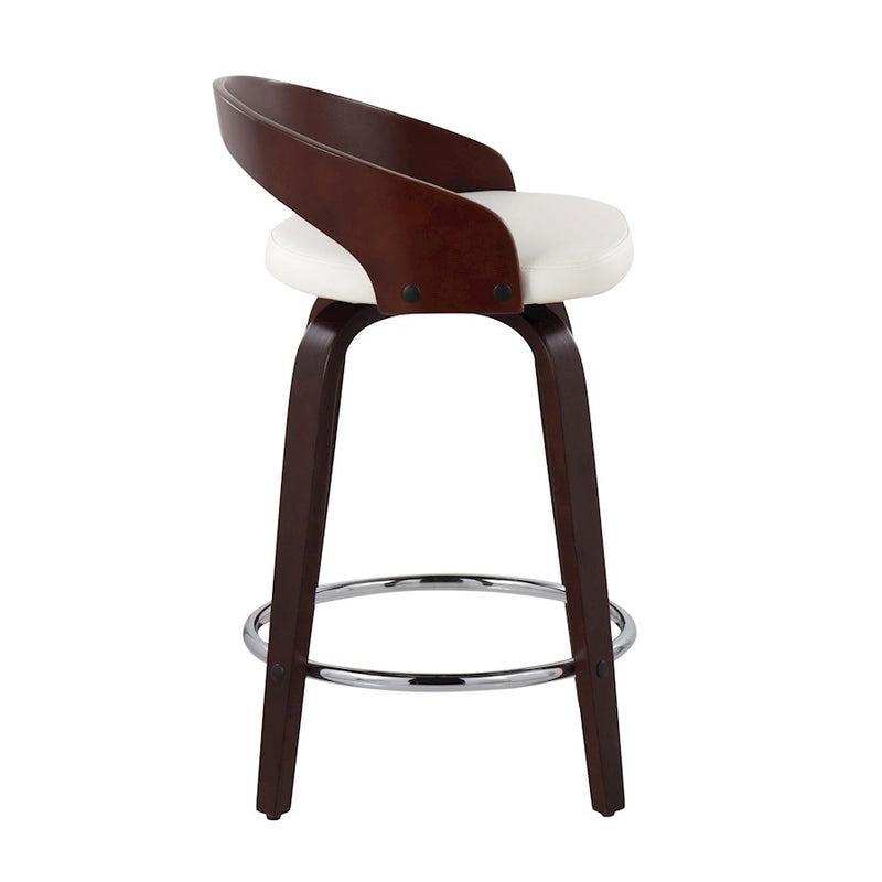 LumiSource Grotto 25" Counter Stool, Set of 2, Cherry/WH/Chrome