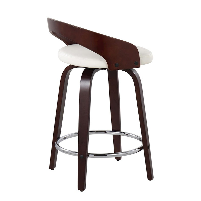 LumiSource Grotto 25" Counter Stool, Set of 2, Cherry/WH/Chrome