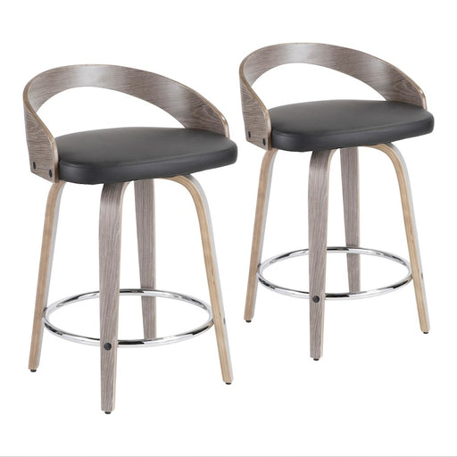 LumiSource Grotto 25" Counter Stool, Set/2, GY/BK/CH - B24-GROTTO2-SWVRLGYBK2